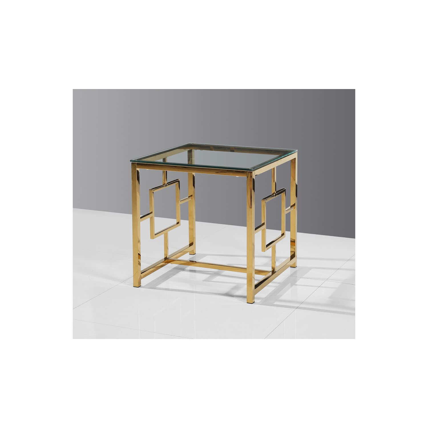 Best Master Furniture Gold Stainless Steel Living Room Glass End Table